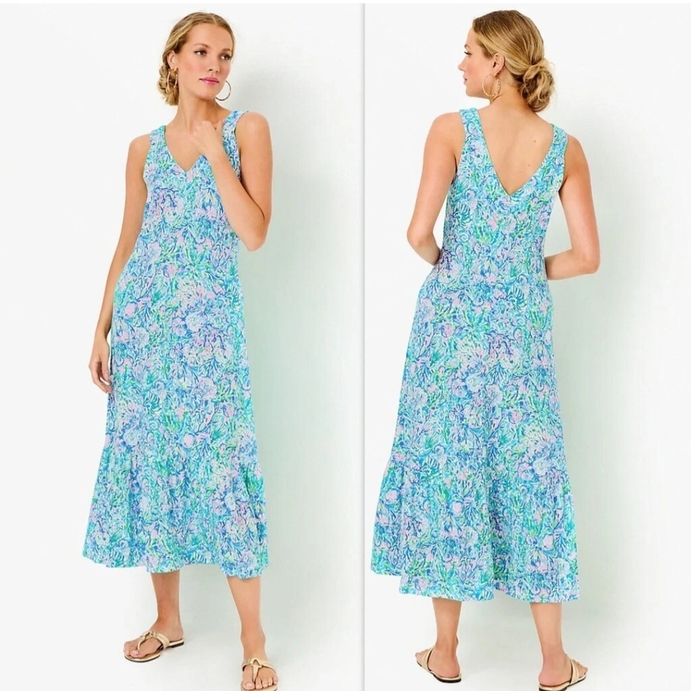 Lilly Pulitzer Blue and Green Floral Dress